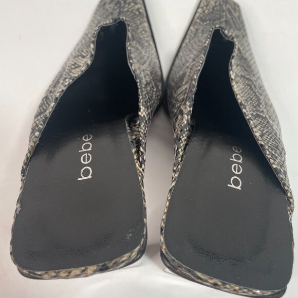 Bebe Grey Snakeskin Mule Square Toe - Picture 2 of 8